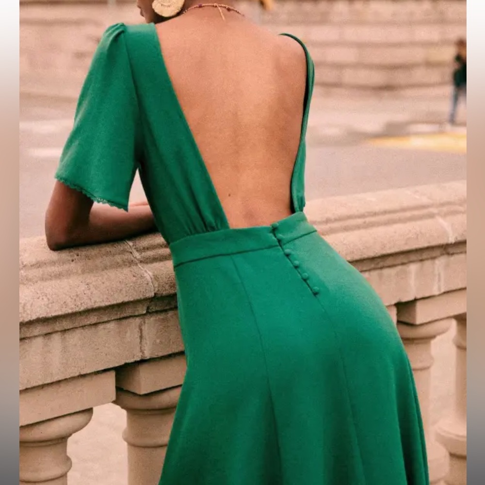 NWT Sezane Emerald Robe Lady Dress